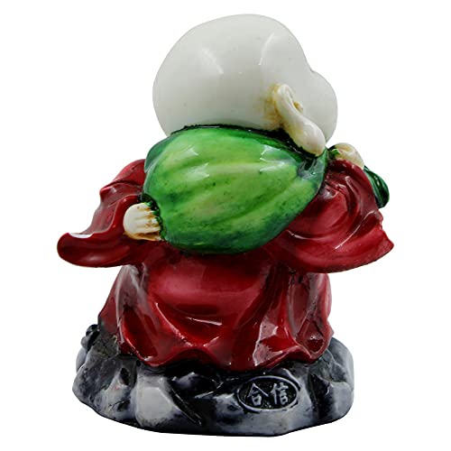 Handcrafted Ployresin Lord Buddha Standing With Putting Hand On Head Laughing Statue Showpiece Home Decor/Office Decor/Spiritual Gift, White And Red - Karigaari India Aesthetic Home Decor