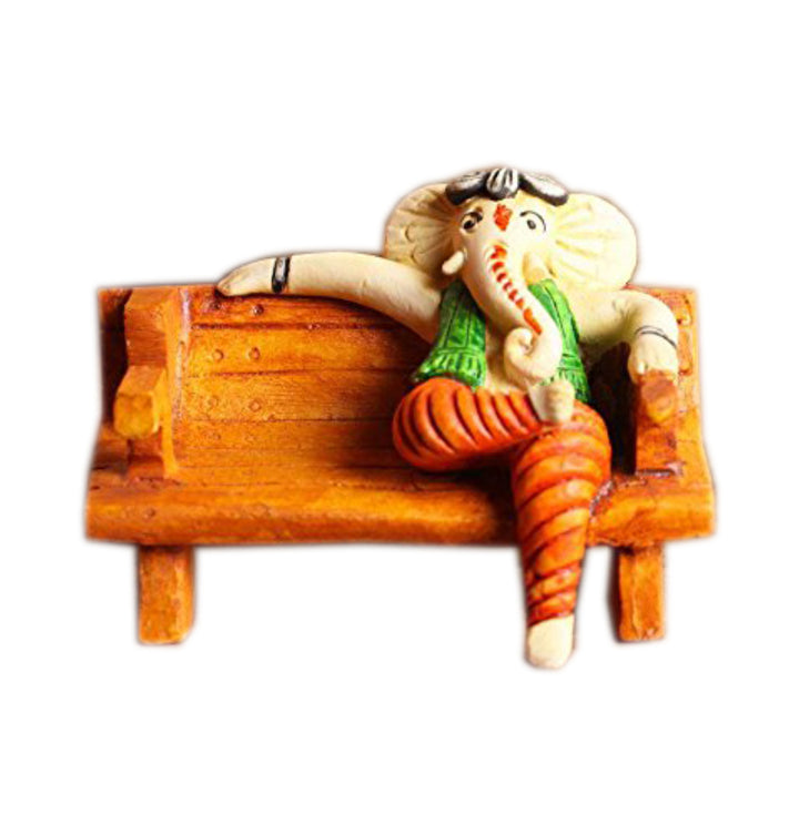Leisurely Ganesha Seated: Handcrafted Resin Statue - Peace & Contemplation - Karigaari India Aesthetic Home Decor