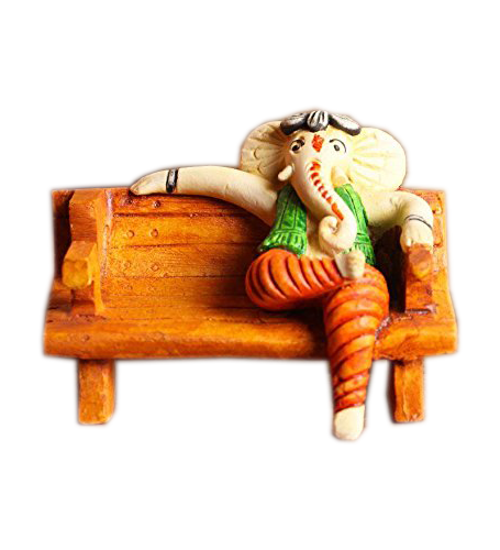 Leisurely Ganesha Seated: Handcrafted Resin Statue - Peace & Contemplation - Karigaari India Aesthetic Home Decor