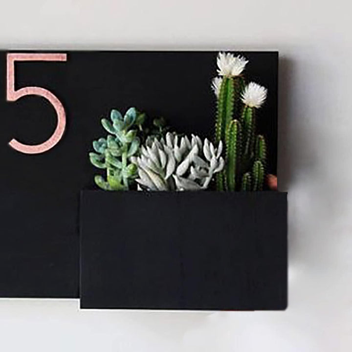 Handcrafted Customized Designer Horizontal House Number Plate (Black) - Karigaari India Aesthetic Home Decor