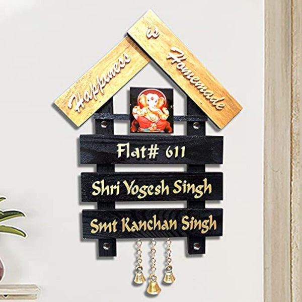 Unique Handcrafted Pine Wood Customized Family Name Plate - Karigaari India Aesthetic Home Decor