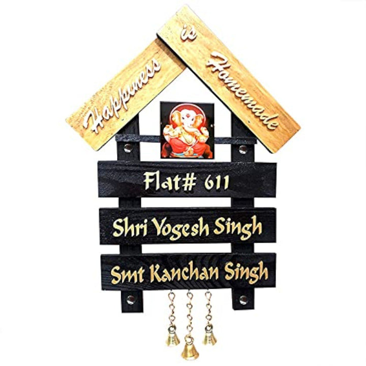 Unique Handcrafted Pine Wood Customized Family Name Plate - Karigaari India Aesthetic Home Decor