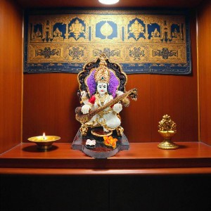 Divine Saraswati Idol with Veena  - Resin Statue for Knowledge, Arts & Home Blessings