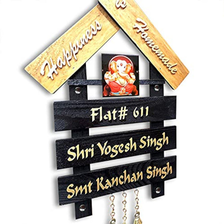 Unique Handcrafted Pine Wood Customized Family Name Plate - Karigaari India Aesthetic Home Decor