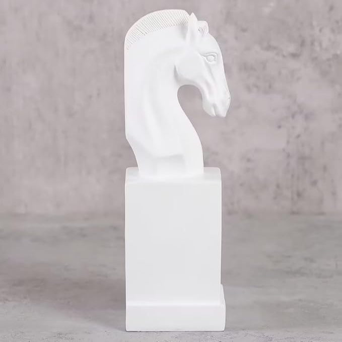 White Horse Head Bookends - Elegant Resin Book Ends - Karigaari India Aesthetic Home Decor