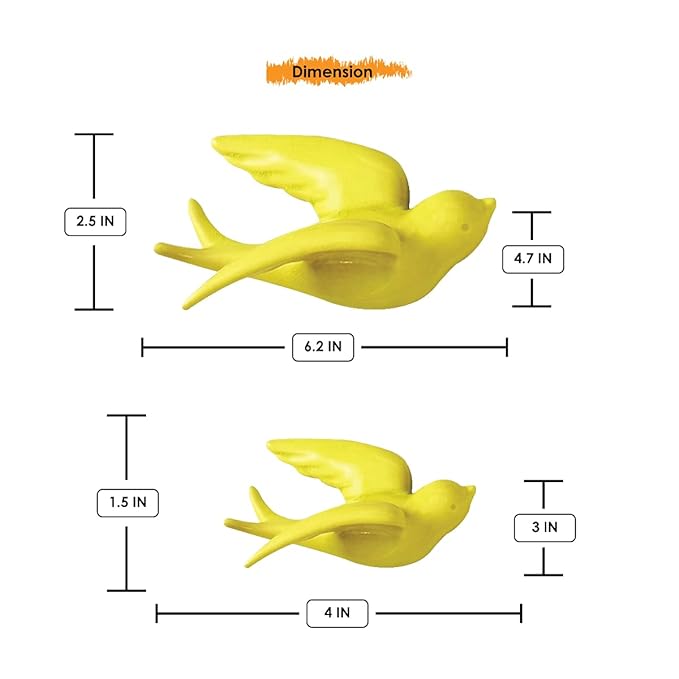 Bright Bird Wall Hangings - Vibrant Yellow Home Decoration - Karigaari India Aesthetic Home Decor