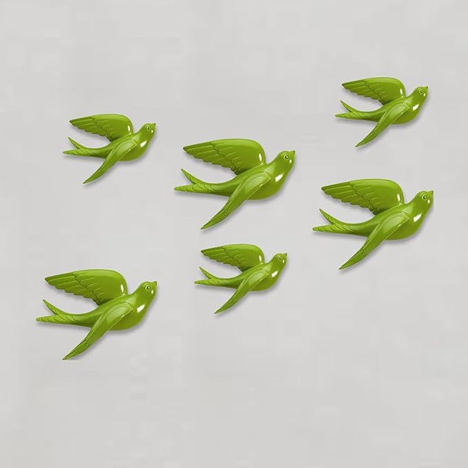 Green Flying Swallows Wall Decor Set - Resin - Karigaari India Aesthetic Home Decor