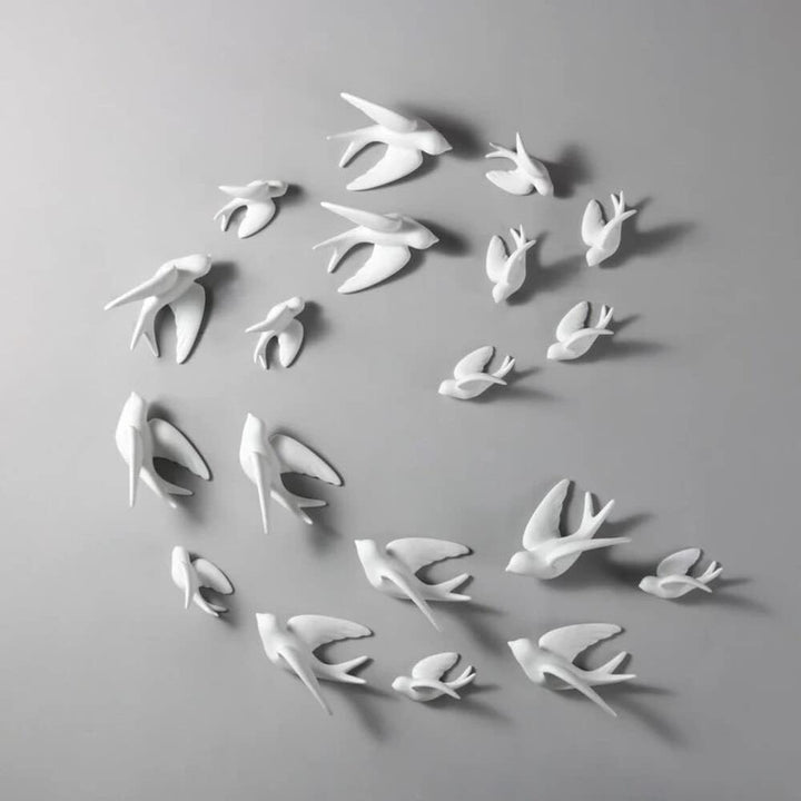 Elegant Bird Wall Hangings - Minimalist White Home Decoration - Karigaari India Aesthetic Home Decor