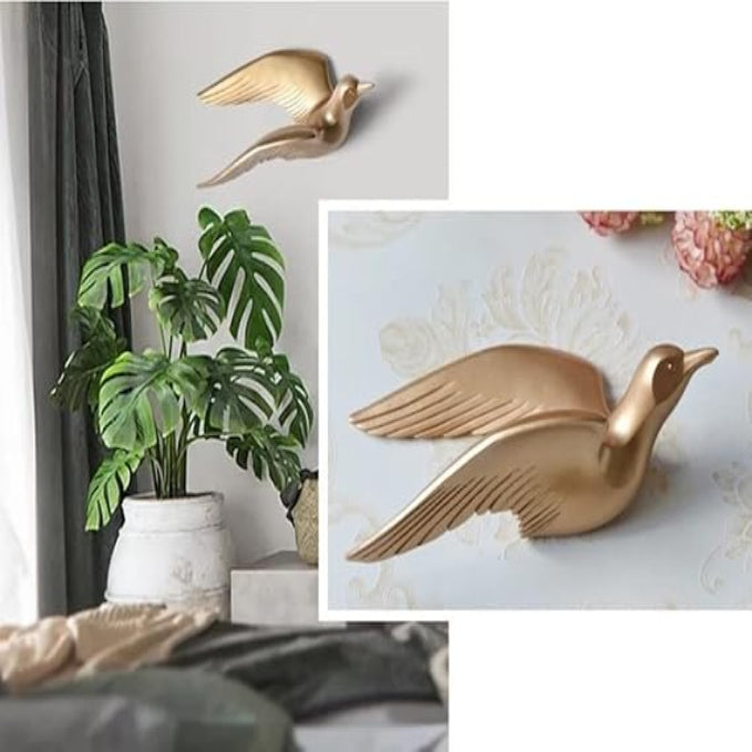 Gold Flying Birds Wall Decor Set - 10 Resin - Karigaari India Aesthetic Home Decor