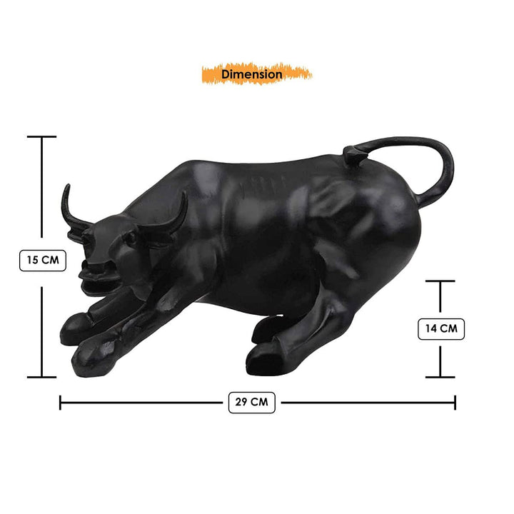 Black Geometric Bull Statue Resin Made Black Color Showpiece - Karigaari India Aesthetic Home Decor