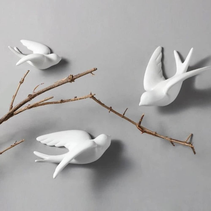 Elegant Bird Wall Hangings - Minimalist White Home Decoration - Karigaari India Aesthetic Home Decor