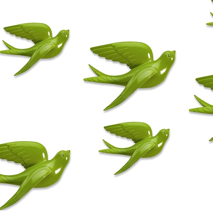 Green Flying Swallows Wall Decor Set - Resin - Karigaari India Aesthetic Home Decor