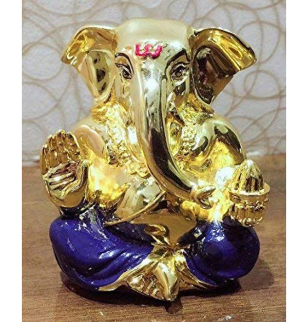 Golden Blessings Ganesha: Handcrafted Resin Statue - Prosperity & Wisdom - Karigaari India Aesthetic Home Decor