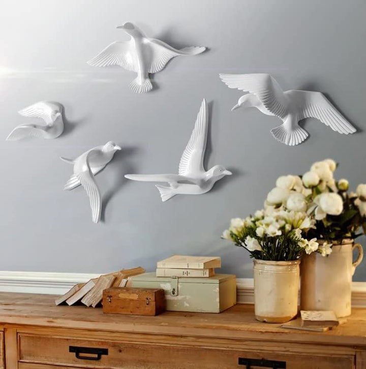 White Dove Wall Decor - Minimalist Flying Bird Set - Karigaari India Aesthetic Home Decor