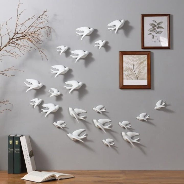 Elegant Bird Wall Hangings - Minimalist White Home Decoration - Karigaari India Aesthetic Home Decor