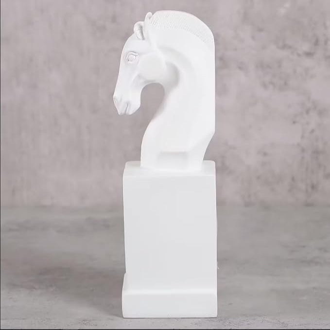 White Horse Head Bookends - Elegant Resin Book Ends - Karigaari India Aesthetic Home Decor