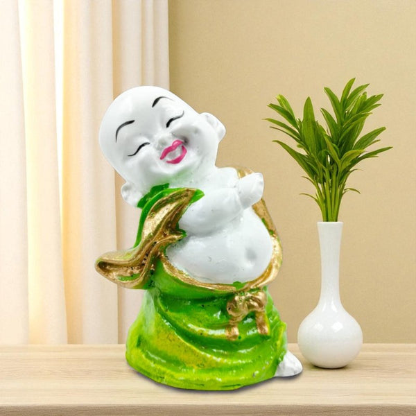 Zen Laughing Buddha Figurine  | Resin Happy Buddha for Inner Peace, Prosperity & Uplifting Home Decor