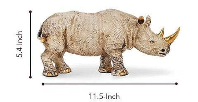 Golden Horn Resin Rhino Decor Pair - Karigaari India Aesthetic Home Decor