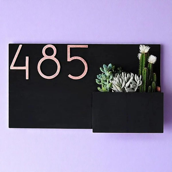 Handcrafted Customized Designer Horizontal House Number Plate (Black) - Karigaari India Aesthetic Home Decor