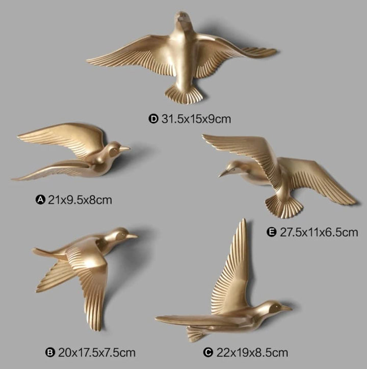 Gold Bird Wall Decor Set of 3 - Modern Home Accents - Karigaari India Aesthetic Home Decor