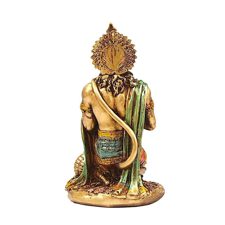 Golden Kneeling Hanuman Idol for Home - Karigaari India Aesthetic Home Decor