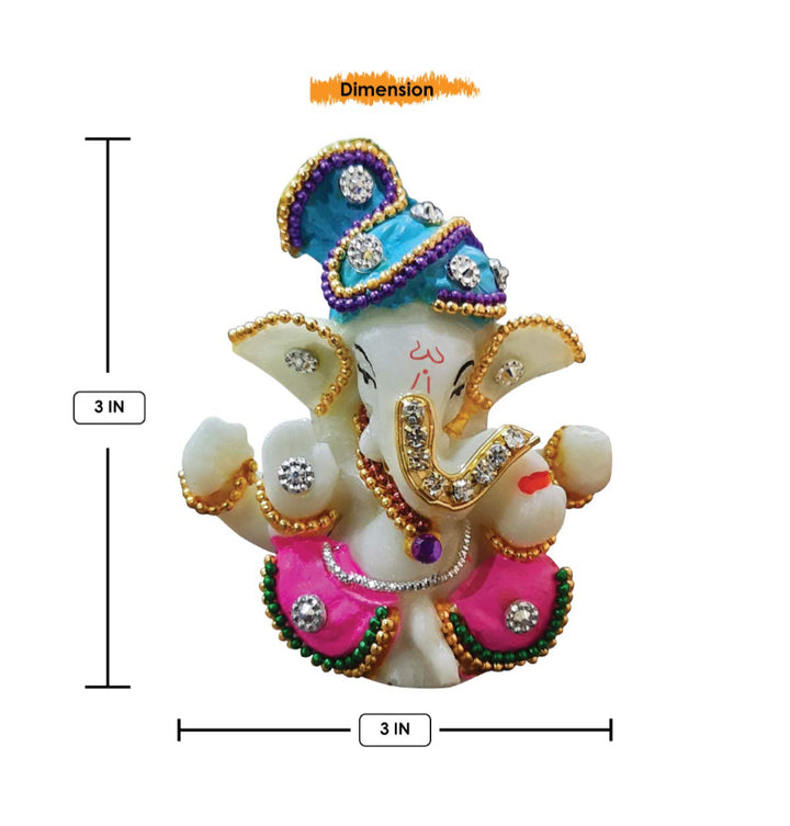 Resin Ganesha for Car Dashboard - Symbol of Safe Journeys - Karigaari India Aesthetic Home Decor