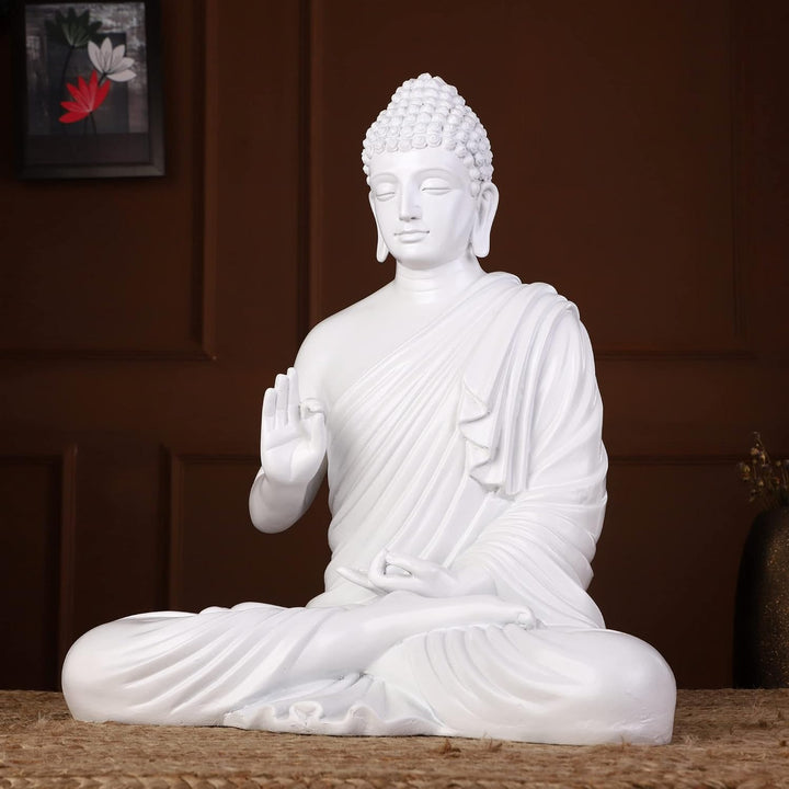 Pure White Meditating Buddha Resin Home Decor & Gift - Karigaari India Aesthetic Home Decor