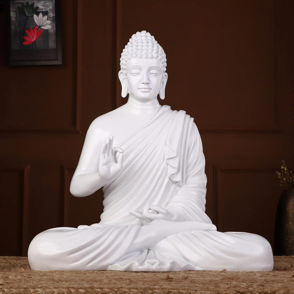Pure White Meditating Buddha Resin Home Decor & Gift - Karigaari India Aesthetic Home Decor