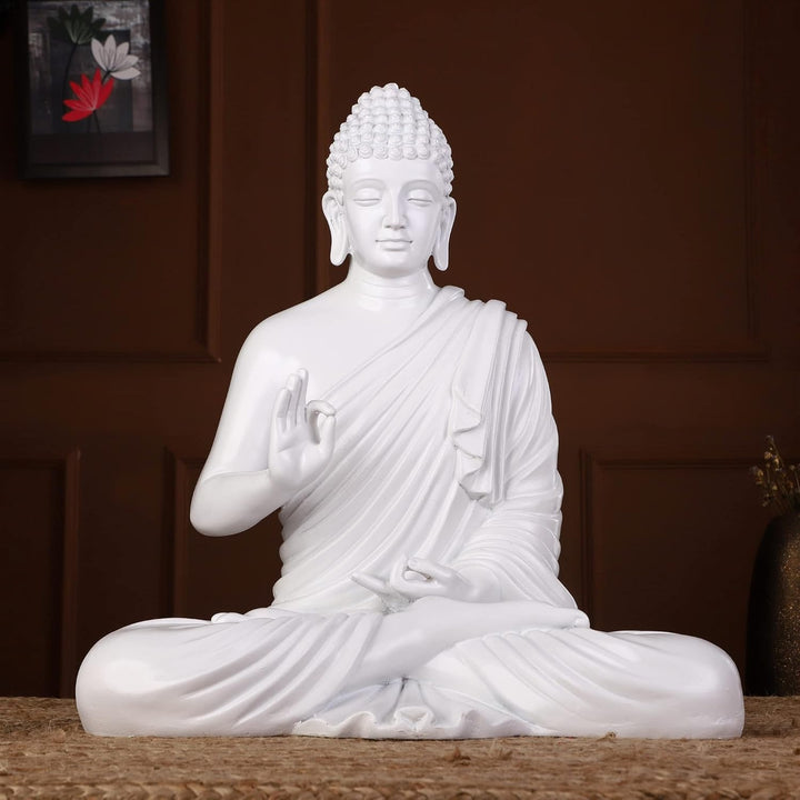 Pure White Meditating Buddha Resin Home Decor & Gift - Karigaari India Aesthetic Home Decor