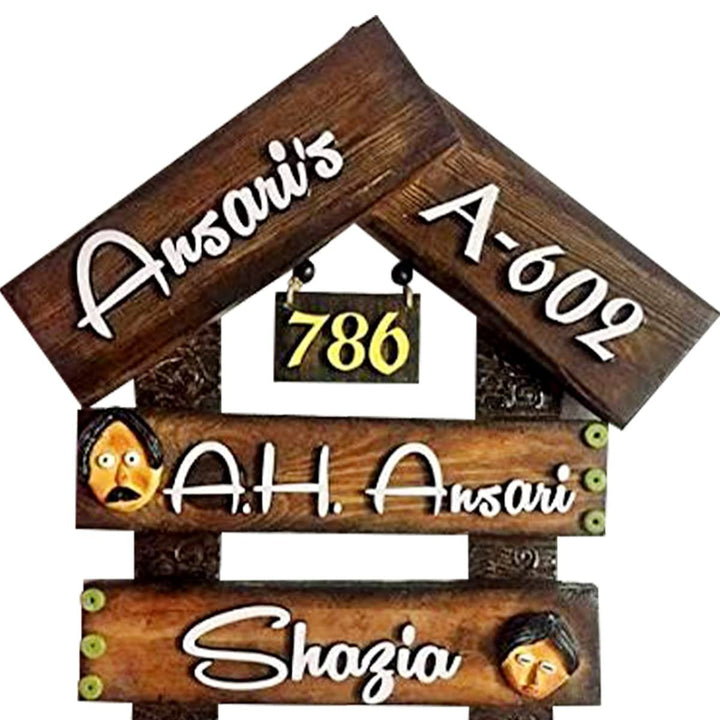 Wooden Family Name Plate for Home Decor I Customized Name Plate - Karigaari India Aesthetic Home Decor