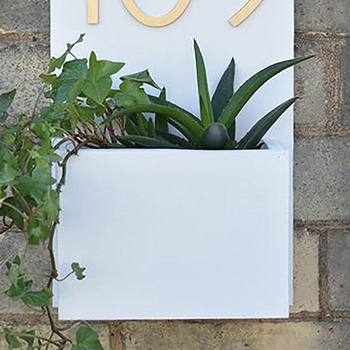 White Planter Number Plate for Home Decoration - Karigaari India Aesthetic Home Decor