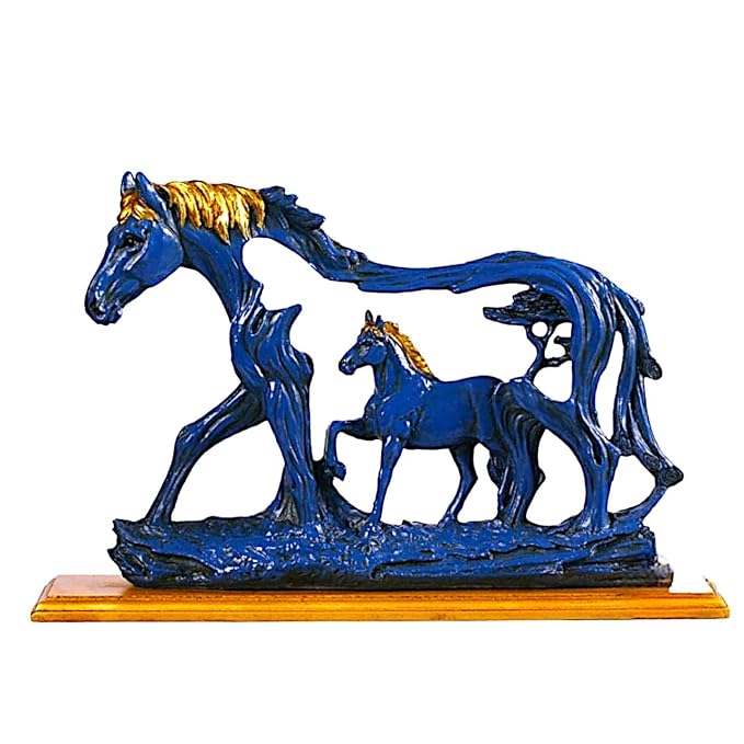 Majestic Blue Resin Horse Showpiece Decor - Karigaari India Aesthetic Home Decor