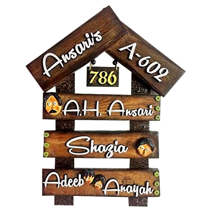 Wooden Family Name Plate for Home Decor I Customized Name Plate - Karigaari India Aesthetic Home Decor