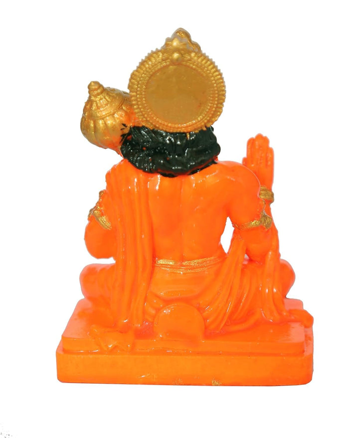 Orange Resin Hanuman Statue - Hindu God Decor - Karigaari India Aesthetic Home Decor