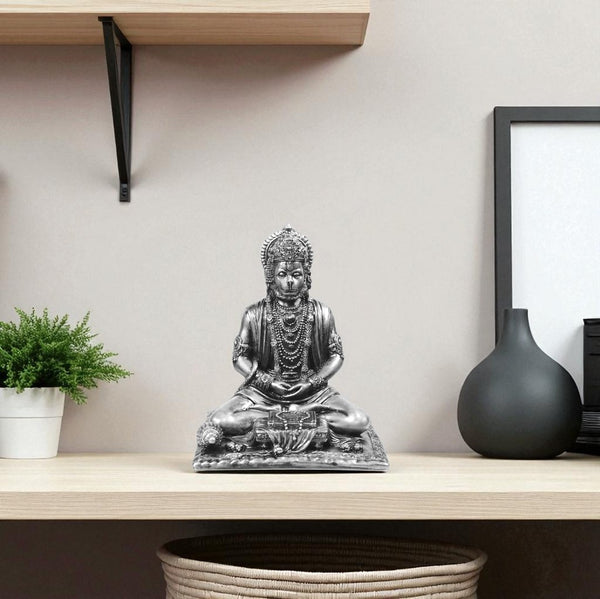 Serene Resin Hanuman Idol  | Meditative Lord Hanuman Statue for Peace & Protection | Home Temple Decor & Spiritual Gifting