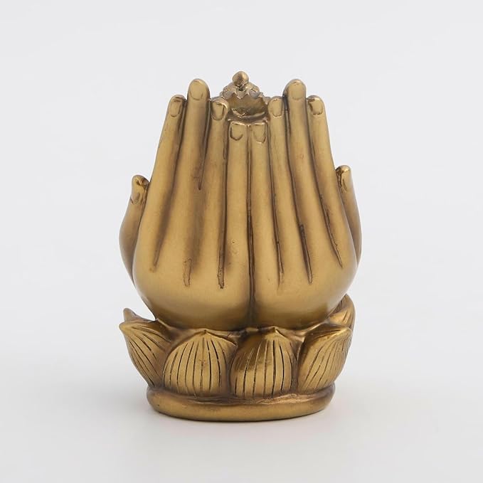 Golden Ganpati Lotus Figurine - Blessing - Karigaari India Aesthetic Home Decor