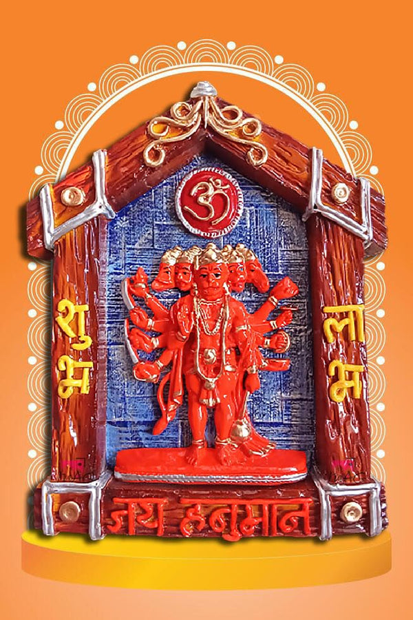 Mag Panchmukhi Hanumanji Vastu Mural & Wall Hanging - Karigaari India Aesthetic Home Decor