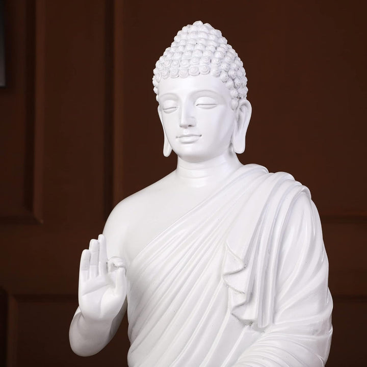 Pure White Meditating Buddha Resin Home Decor & Gift - Karigaari India Aesthetic Home Decor