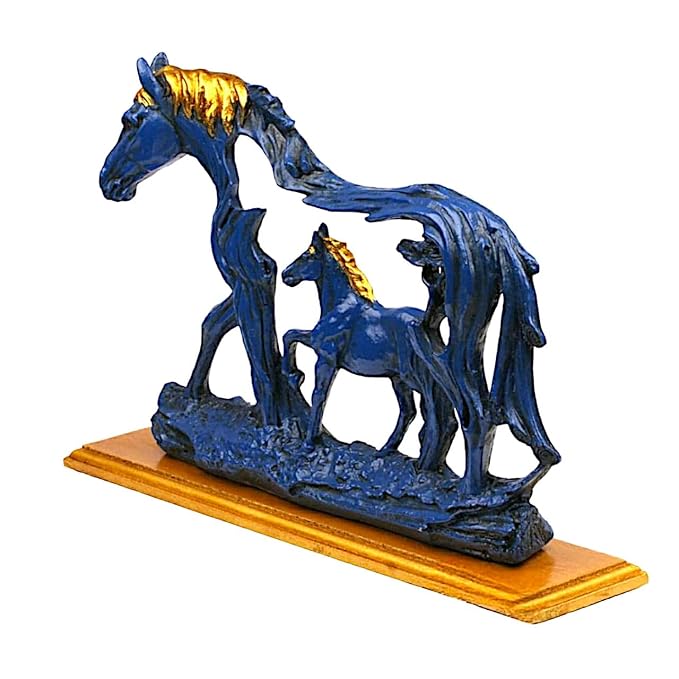 Majestic Blue Resin Horse Showpiece Decor - Karigaari India Aesthetic Home Decor