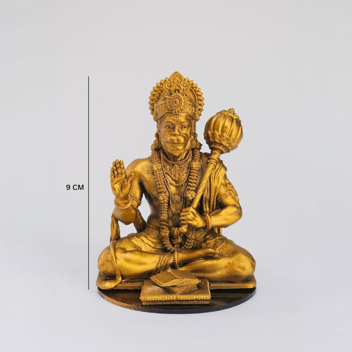 Golden Hanuman Idol with Gada Blessing - Karigaari India Aesthetic Home Decor