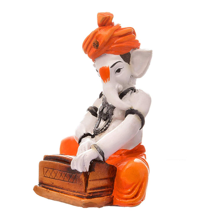 Musician Ganesha Idol with Harmonium Resin Decorative Ganpati Statue for Home Decor & Festive Gifts - Karigaari India Aesthetic Home Decor