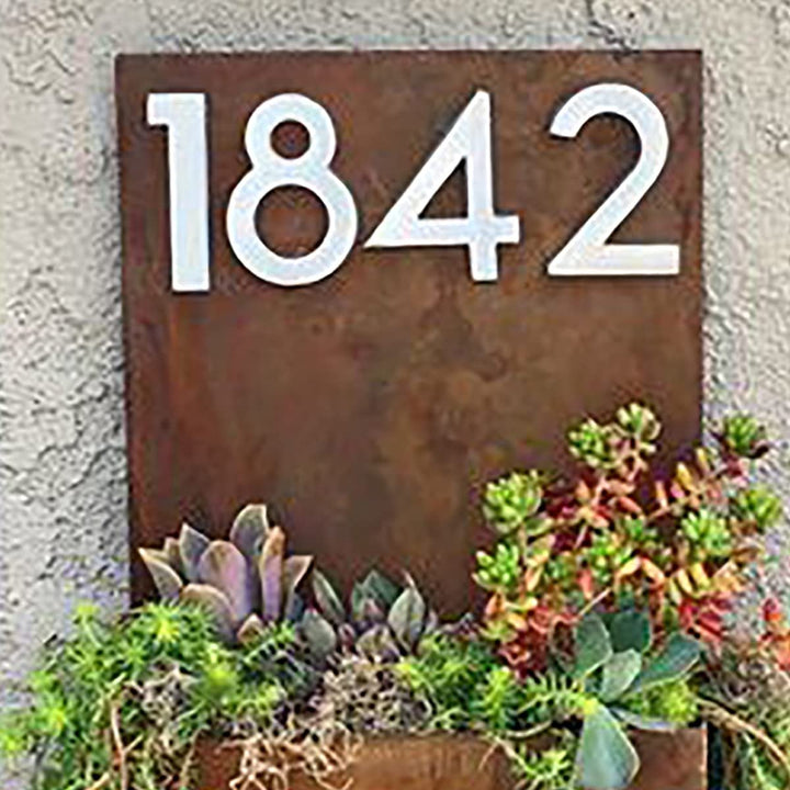 Brown Wooden Planter Number Plate for Outdoor Home - Karigaari India Aesthetic Home Decor