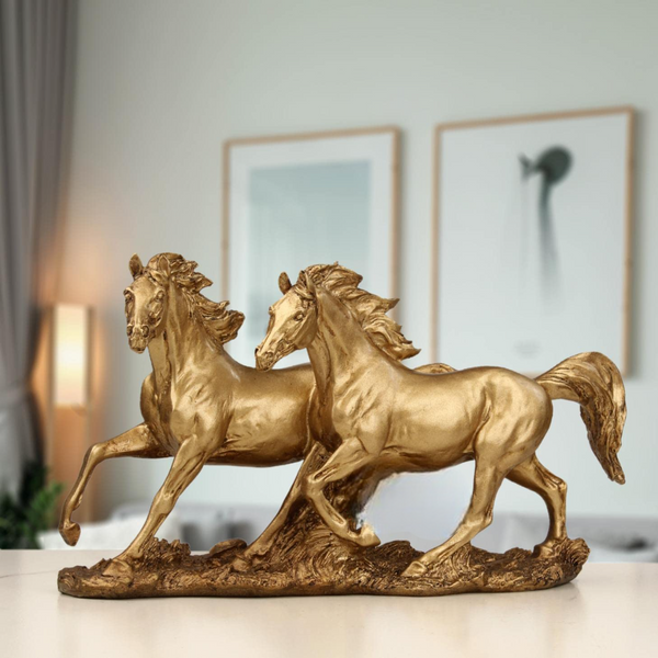 Luxury Resin Horse Figurine Set of 2 – Elegant Decorative Showpiece for Living Room, Office & Gifting | Premium Home Decor Sculpture