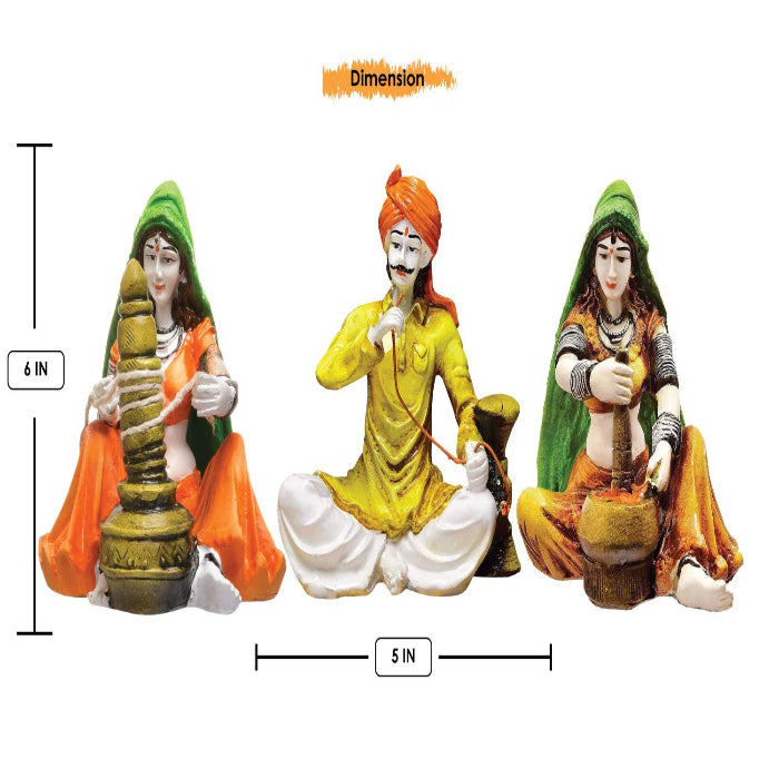 Traditions of Rajasthani : Man with Hukka & Lady with Chaas & Mirchi - Karigaari India Aesthetic Home Decor