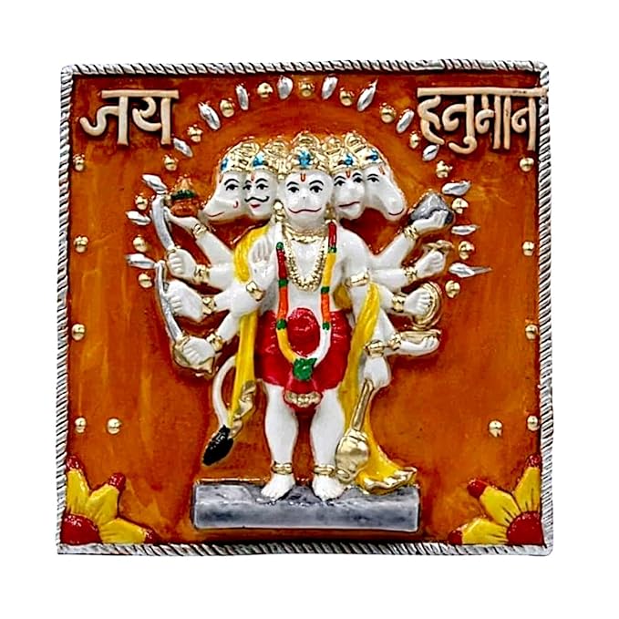 Vibrant Panchmukhi Hanuman Wall Art Decor - Karigaari India Aesthetic Home Decor