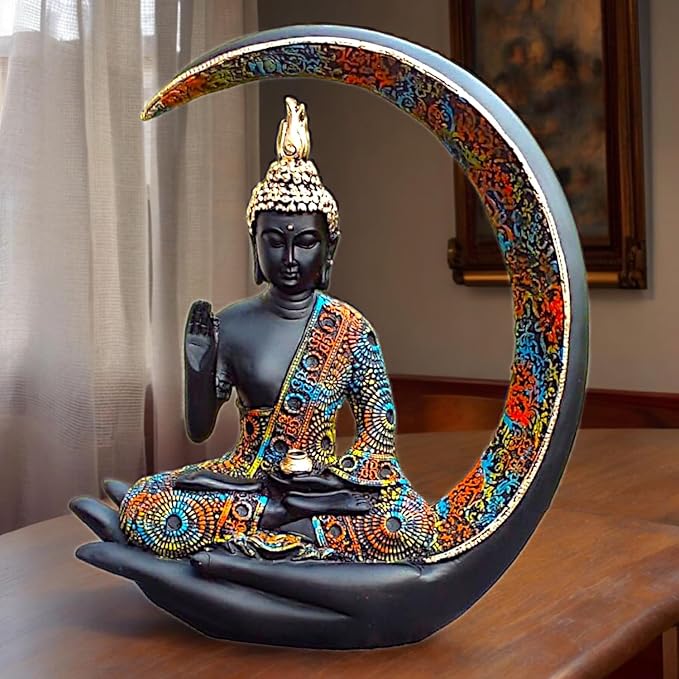 Hand Holding Buddha Figurine - Spiritual Decor - Karigaari India Aesthetic Home Decor