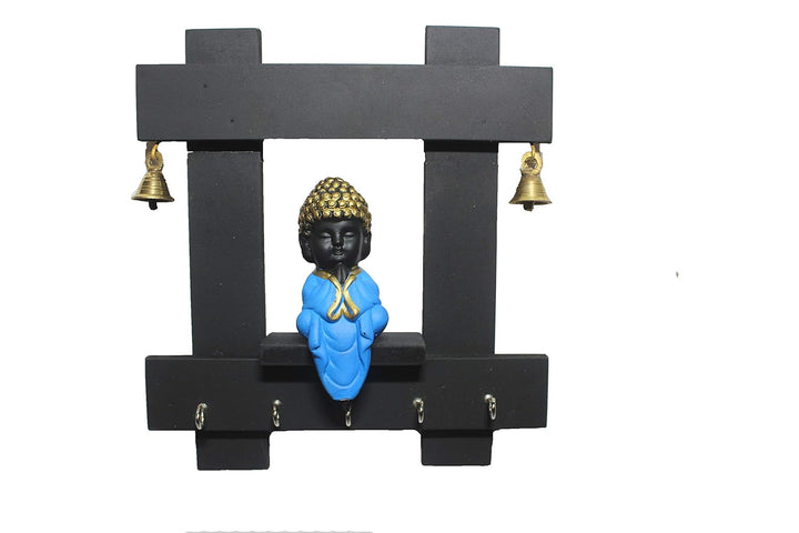 Serene Buddha Key Holder & Wall Decor with Bells - Karigaari India Aesthetic Home Decor
