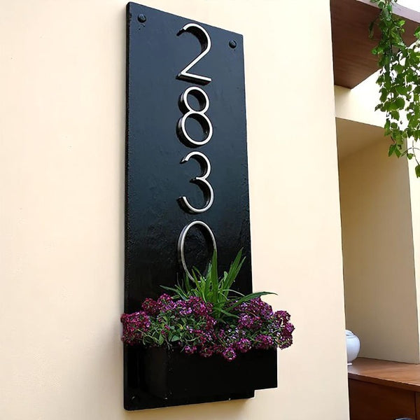 Sleek Wooden Black in Color Matte Finish Planter Number Plate - Karigaari India Aesthetic Home Decor