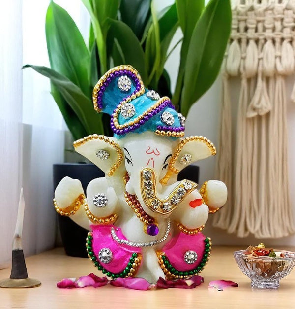 Resin Ganesha for Car Dashboard - Symbol of Safe Journeys - Karigaari India Aesthetic Home Decor