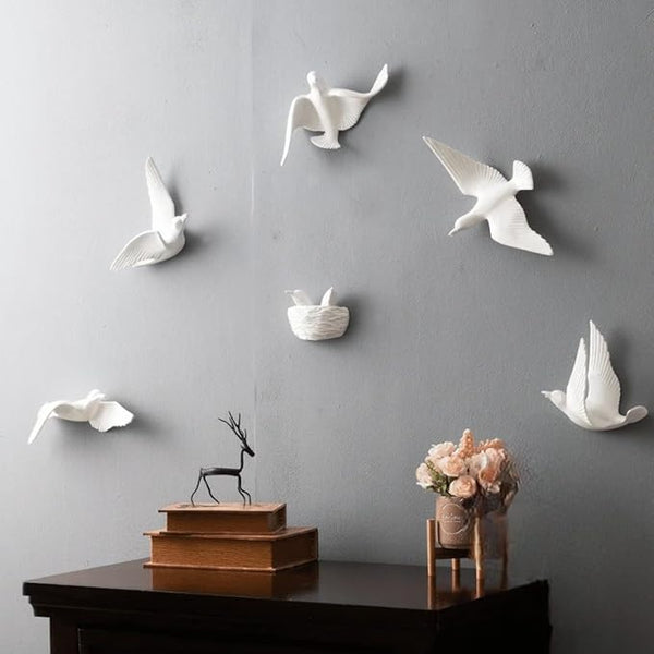 White Dove Wall Decor  - Minimalist Flying Bird Set - Karigaari India Aesthetic Home Decor